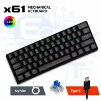 SH Clavier Mécanique Noir Compact 60% Rétroéclairé LED USB-C - Blue Switch