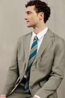 Veste de costume confort motif chevron 100% lin