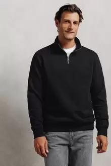 Sweat col montant zippé molleton uni