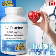 Natural Factors L-Taurine 1000mg Soutient la fonction cardiovasculaire 100 Capsules