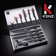 Kenz Set de 5 Couteaux Cuisine En Axier Inoxydable + Eplucheur