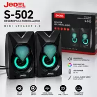 Jedel Haut-Parleurs Multimédia USB S-502 RGB 2.0 – 6W (2×3W) – Enceintes Stéréo avec Basses Renforcées – Jack 3.5 mm pour PC, Laptop et Mac
