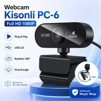 Kisonli Webcam PC-3 – كاميرا USB بدقة 480p بتقنية Plug & Play مع ميكروفون مدمج للحواسيب المحمولة والمكتبية