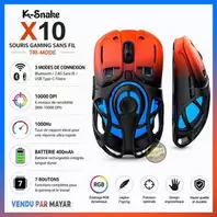 K-Snake ماوس الألعاب اللاسلكي X11 – ثلاثي الأوضاع بلوتوث/2.4 جيجا هرتز/USB-C، مستشعر PixArt PAW3311 بدقة 22000 نقطة في البوصة، قاعدة شحن مغناطيسية بإضاءة RGB، خفيف الوزن للغاية مع 5 أزرار قابلة للبرمجة ومقبض مانع للانزلاق