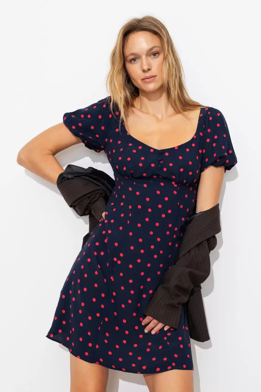 Robe courte à pois Femme