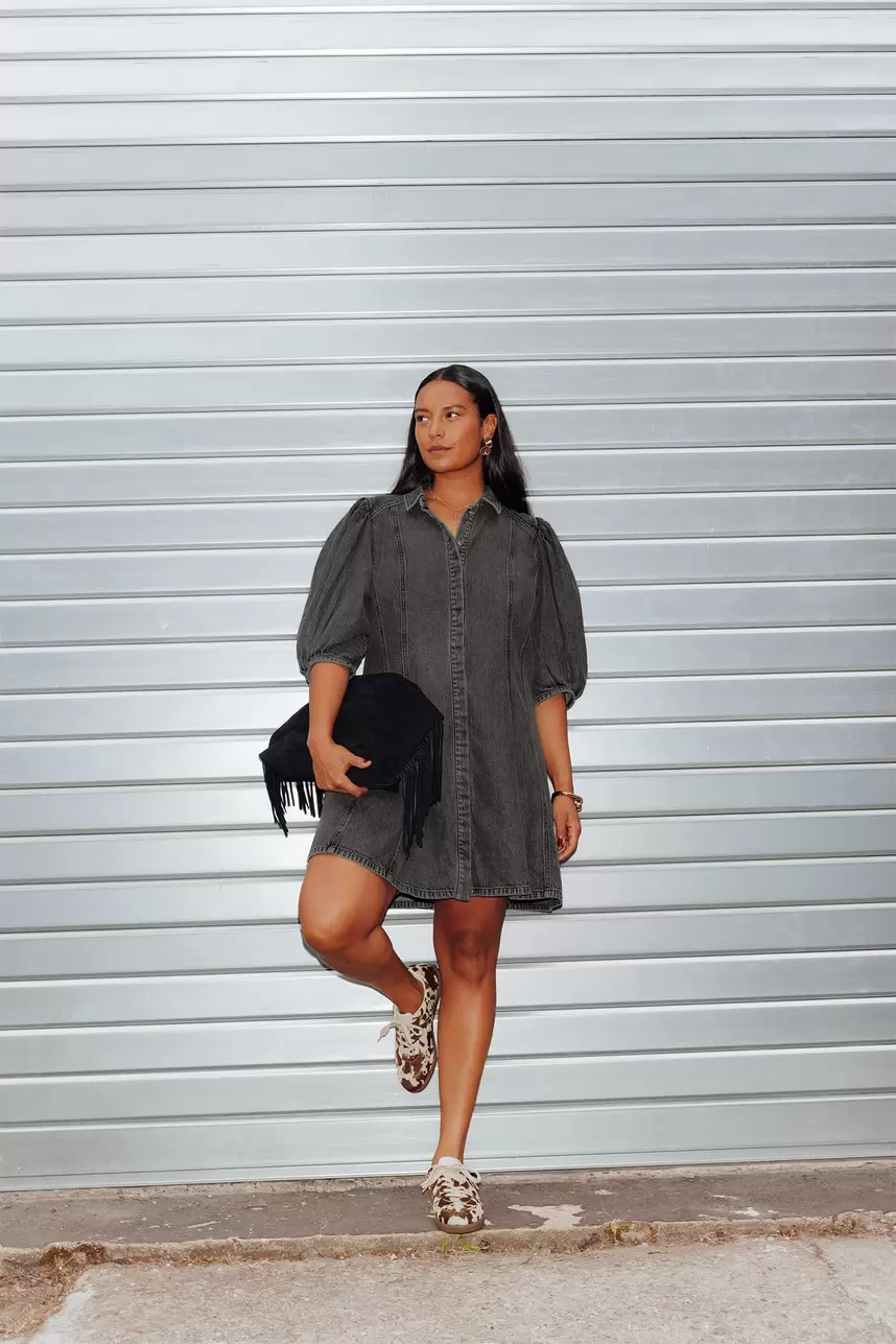 Robe courte en lyocell Femme