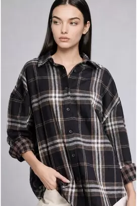 Chemise en flanelle à manches longues Coupe oversize