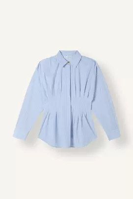 Chemise 100% coton ajustée en popeline rayée à manches longues