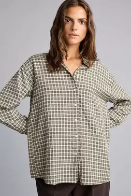Chemise à manches longues en flanelle à carreaux Coupe régulière