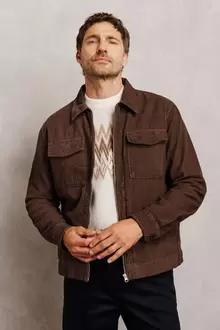 Veste zippée en velours col chemise 100% coton