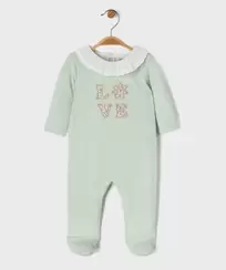 Pyjama en velours à col fantaisie et pont-dos pressionné bébé
