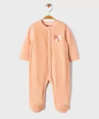 Pyjama en velours côtelé fermeture sur l’avant bébé fille