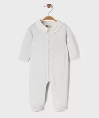 Pyjama en velours à col chemise étoilé et ouverture devant bébé