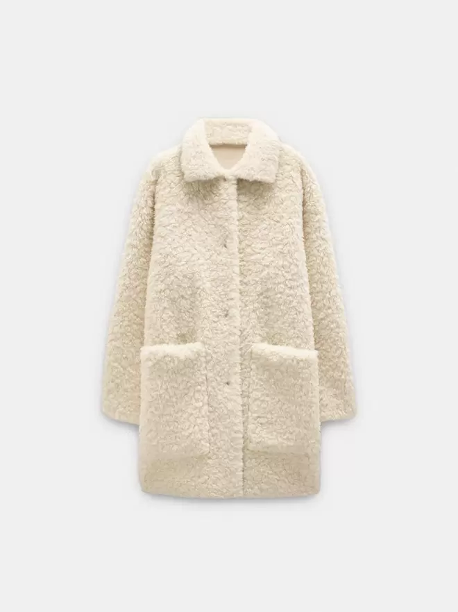 Manteau long réversible en effet cuir
