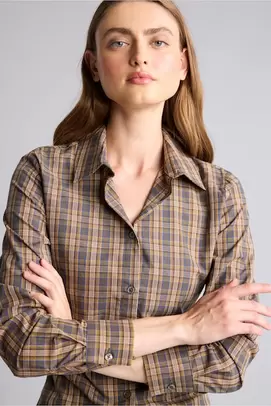Chemise en flanelle à motif carreaux à manches longues Coupe ajustée