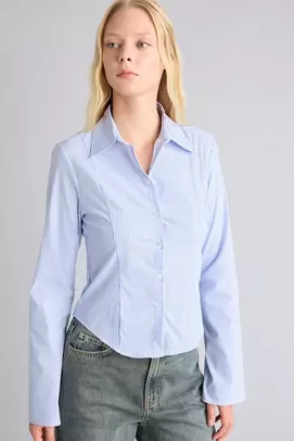 Chemise à manches longues en bengaline Coupe ajustée