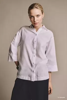 Chemise en coton flammé à manches longues