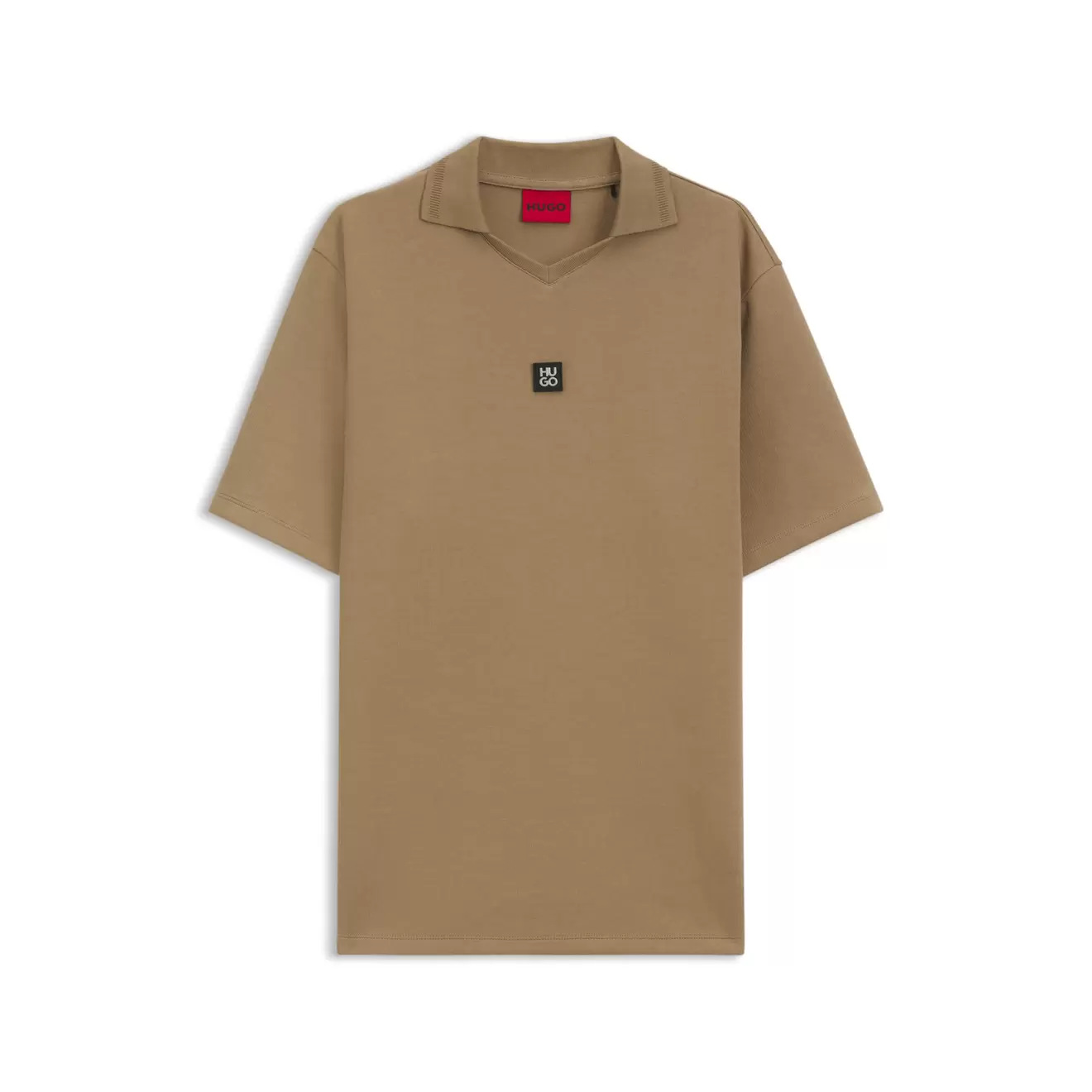 Polo structuré en mélange de coton avec col Johnny