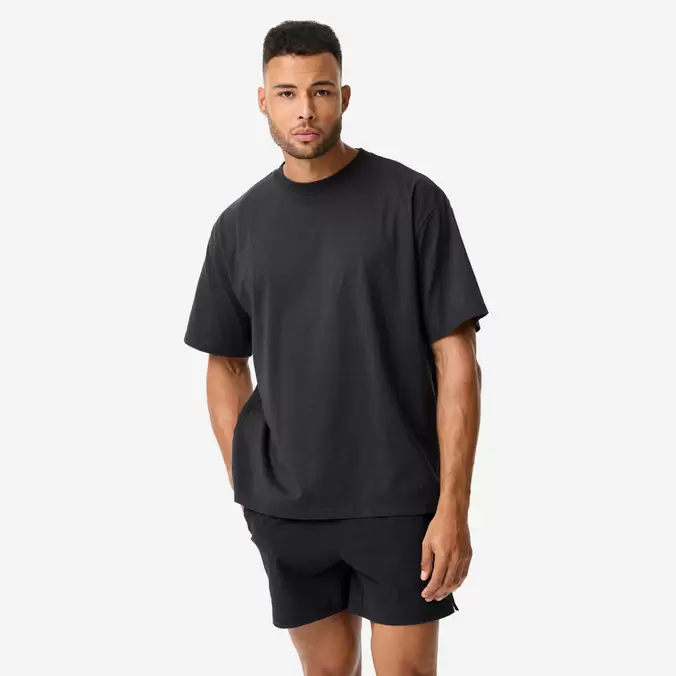 T-shirt de musculation ample homme, noir