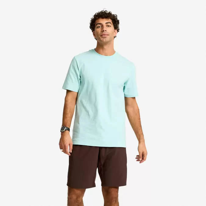 T-shirt fitness homme col rond manches courtes, bleu clair