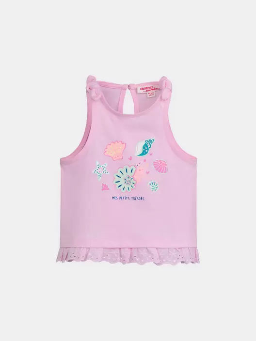 Débardeur rose pastel à détails brodés pour bébé fille