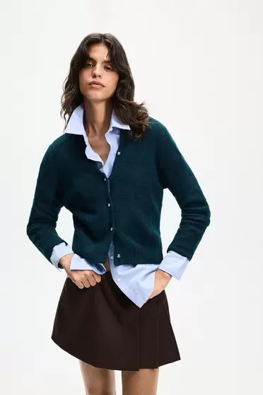 Chaqueta punto cuello redondo