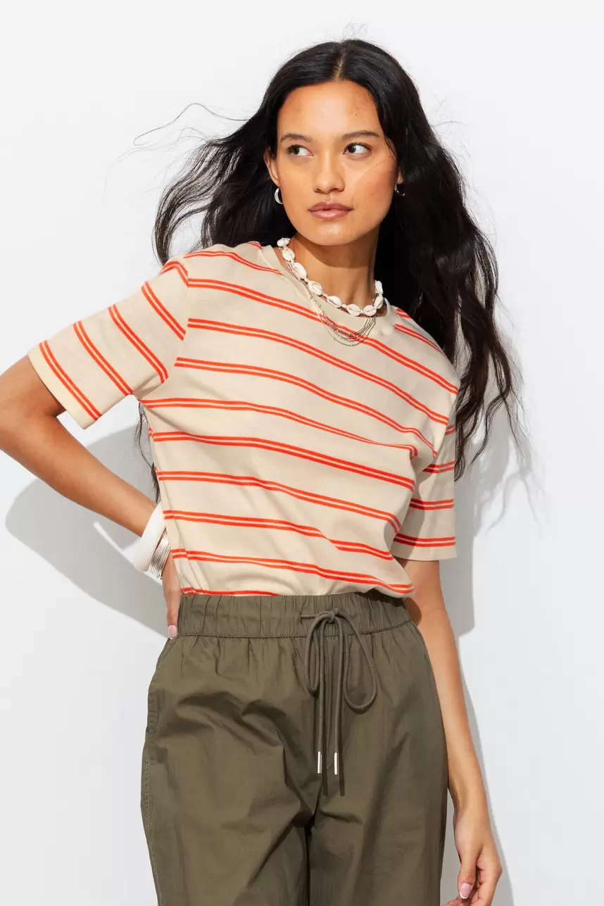 T-shirt rayé en jersey Femme