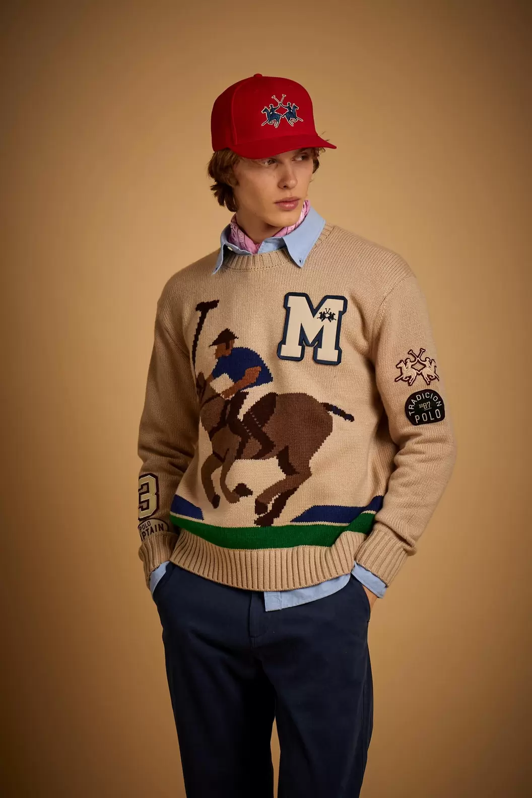 Jacquard crew neck lambswool sweater - Emmet