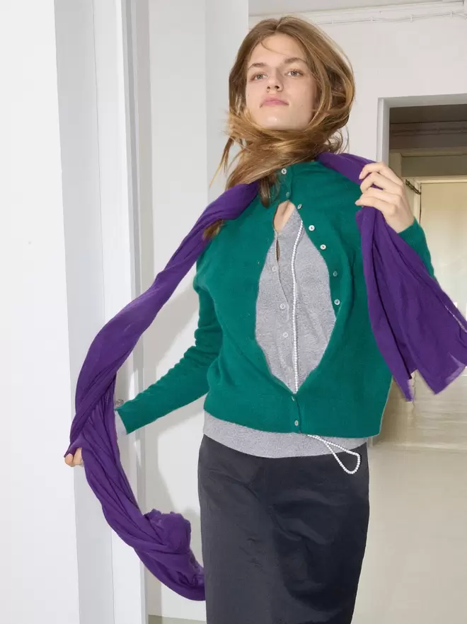Cardigan en cachemire 100 % à col montant