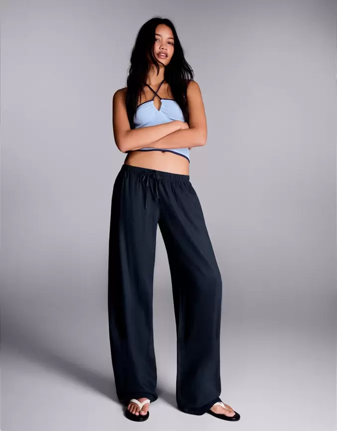 Pantalon en lin taille élastique