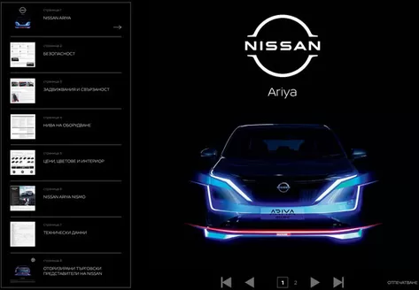 Каталог на Nissan | Nissan ARIYA | 2025-08-28T00:00:00.000Z - 2026-08-28T00:00:00.000Z