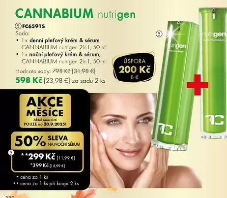 denní pleťový krém & sérum CANNABIUM nutrigen 2in1, 50 ml, noční pleťový krém & sérum, CANNABIUM nutrigen 2in1, 50 ml