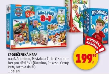 Play - Anonimo, Mistakos: Židle či soubor her pro děti 8v1 (Domino, Pexeso, Černý Petr, Lotto a další)