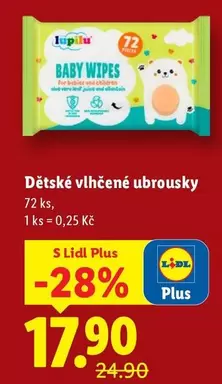 Plus - Dětské vlhčené ubrousky
