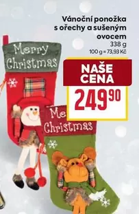 Vánoční ponožka s ořechy a sušeným ovocem