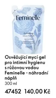 Osvěžující mycí gel pro intimní hygienu s růžovou vodou Feminelle - náhradní náplň