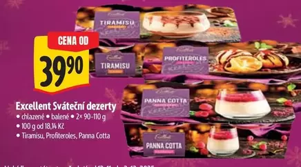 Tiramisu, Profiteroles, Panna Cotta