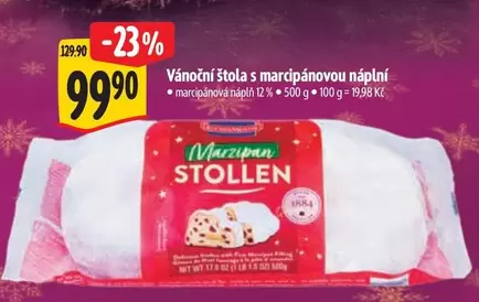 Vánoční štola s marcipánovou náplní