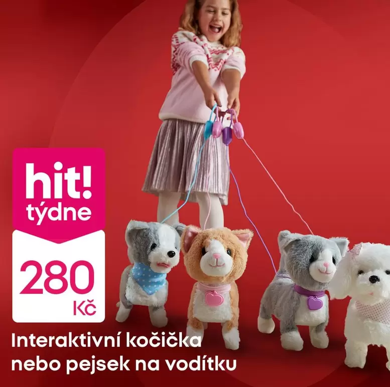 Interaktivní kočička nebo pejsek na vodítku