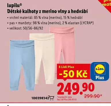 Plus - Dětské kalhoty z merino vlny a hedvábí