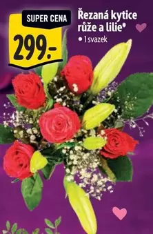 Super - Řezaná kytice růže a lilie