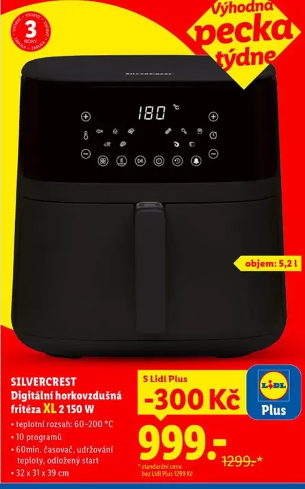 Plus - Digitální horkovzdušná fritéza XL 2150 W