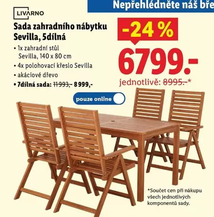 Sada zahradního nábytku Sevilla, 5dílná