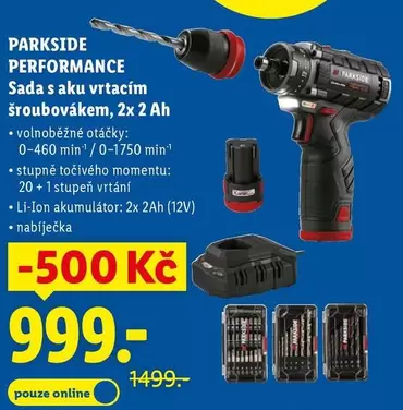 Sada s aku vrtacím šroubovákem, 2x 2 Ah