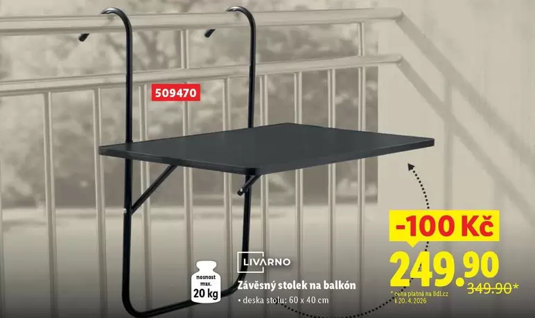 Závěsný stolek na balkon 509470