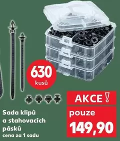 Sada klipů a stahovacích pásků