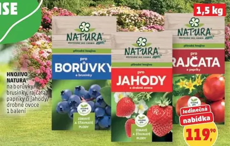 Hnojivo NATURA na borůvky, brusinky, rajčata, papriky či jahody, drobné ovoce