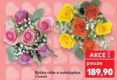 Kytice růže a eukalyptus