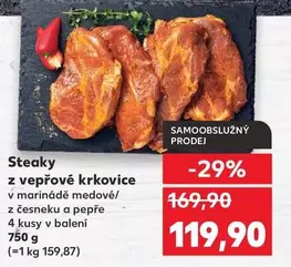 Steaky z vepřové krkovice v marinádě medové z česneku a pepře