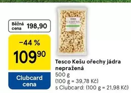 Kešu ořechy jádra nepražená